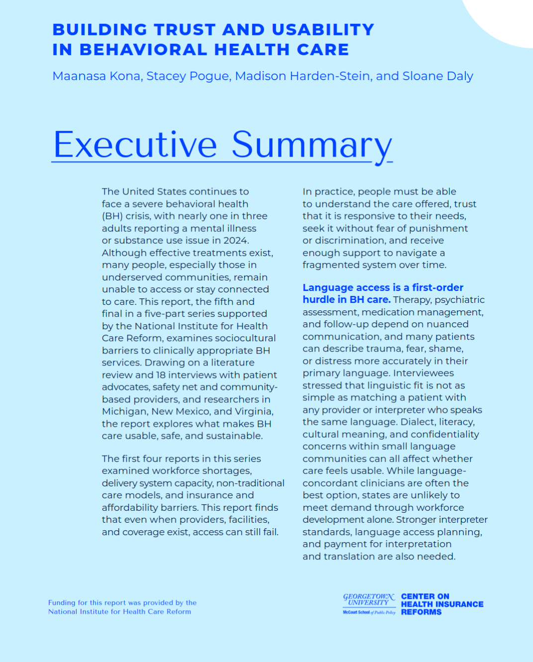 report summary cover